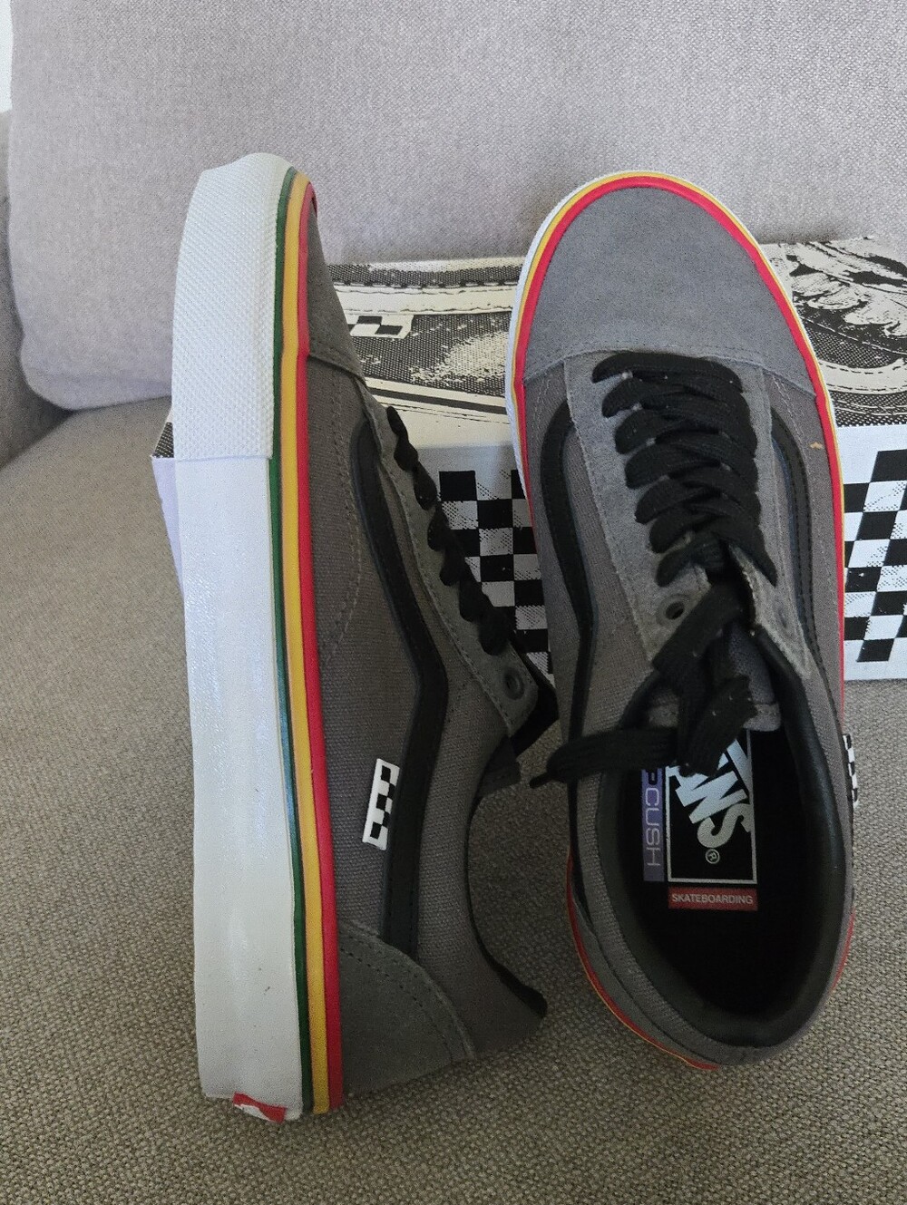 Vans Skate Old Skool Rasta Grey Women 9 Popcush Low 062026 - Picture 5 of 8